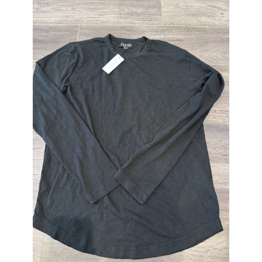 Anthropologie Velvet Long Sleeve Shirt by Graham and Spencer Black, Sz Med, New